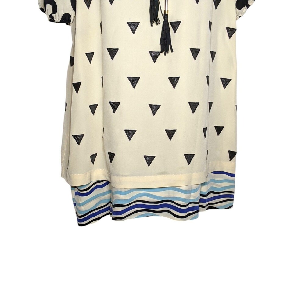 DVF Diane von Furstenberg 100% Silk Tunic Mini Dress Sz 0 XS S Ivory Geometric - Picture 7 of 16